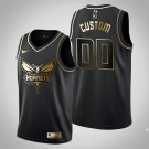 Youth Charlotte Hornets #00 Custom Black Golden Jersey