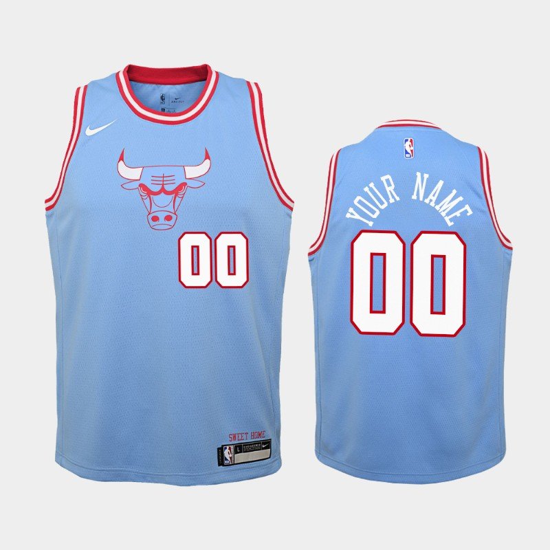 Youth Chicago Bulls #00 Custom Blue City Jersey