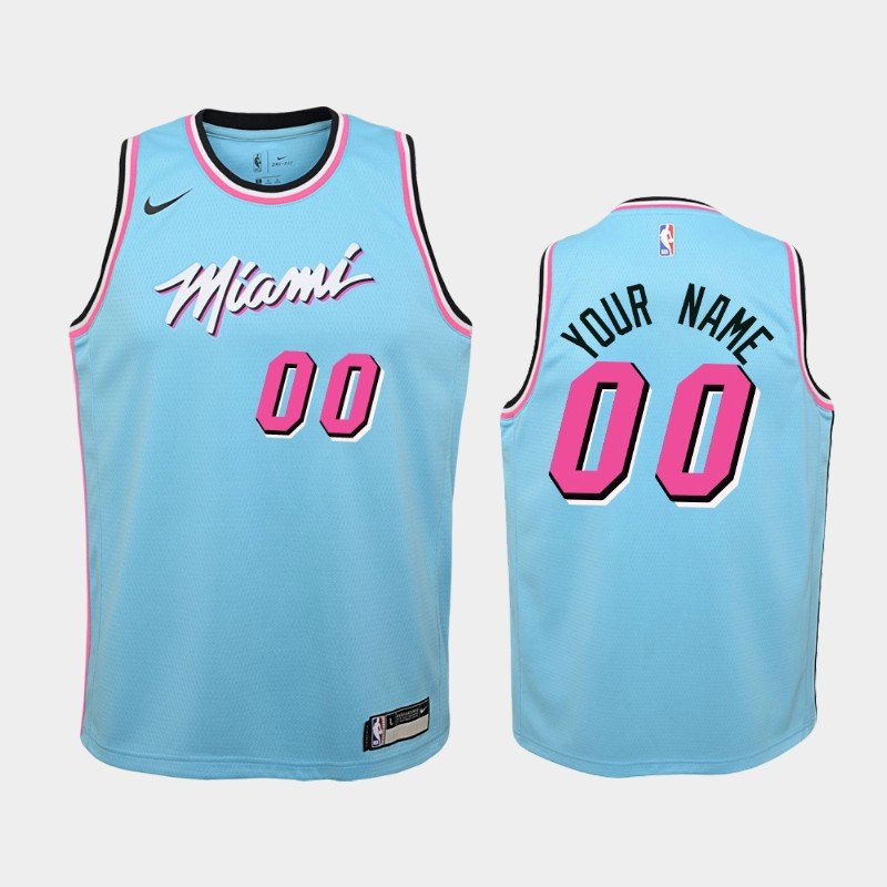 Youth Miami Heat #00 Custom Blue ViceWave City Jersey