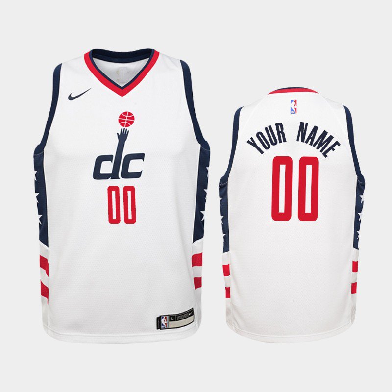 Youth Washington Wizards #00 Custom White City Jersey