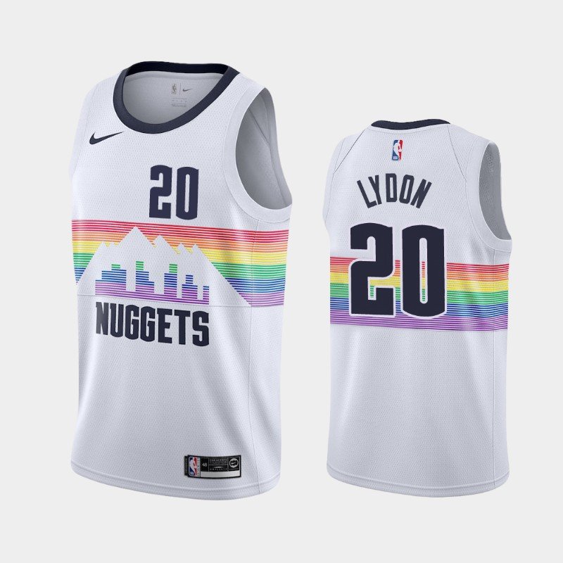 Mens Denver Nuggets #20 Tyler Lydon Jersey white