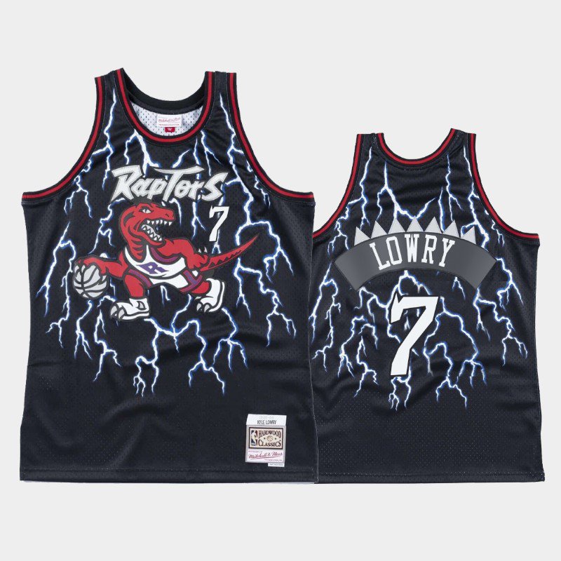 Men's Toronto Raptors #7 Kyle Lowry Black Lightning Jersey