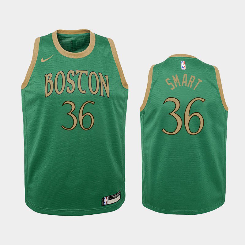 Women Boston Celtics #36 Marcus Smart City Jersey Green