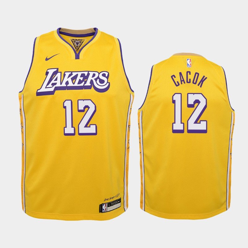 Women Los Angeles Lakers #12 Devontae Cacok Gold City Jerseys