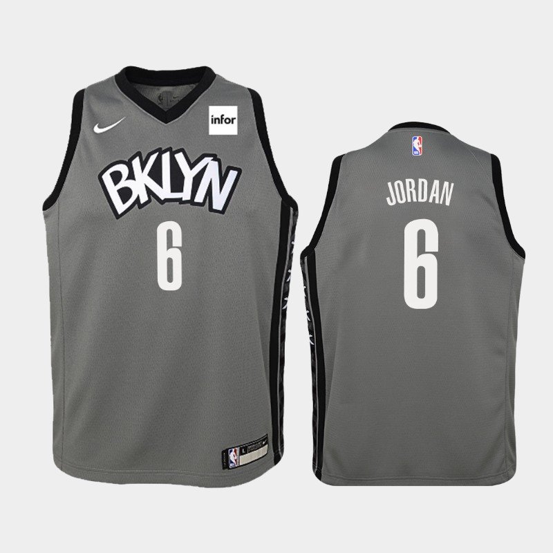 Youth Brooklyn Nets #6 DeAndre Jordan Jersey Gray