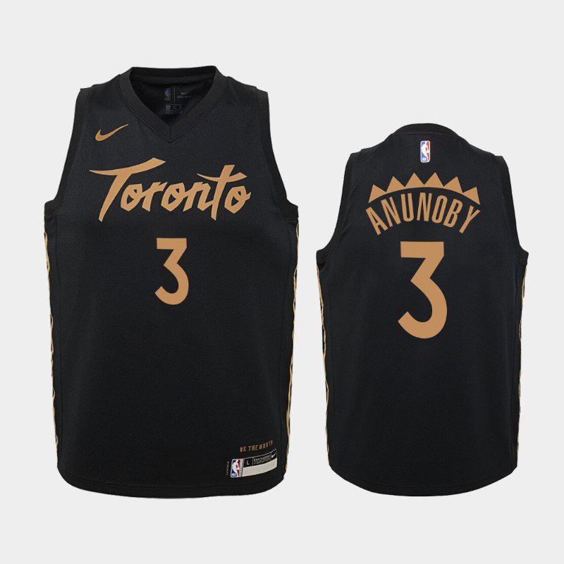 Youth Toronto Raptors #3 OG Anunoby  Black City Jersey
