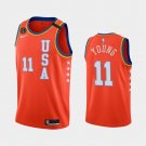 Men's Atlanta Hawks #11 Trae Young Orange Jersey Team USA
