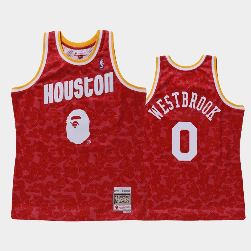 Men's Houston Rockets Red BAPE X Mitchell Jersey