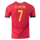 Kevin De Bruyne #7 Belgium Home Soccer Jersey 2020 Football Tops Soccer Stadium Shirt