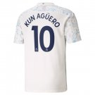 Kun Aguero 10th Manchester City Third Jersey 20 21 Men's White Football Stadium Shirt