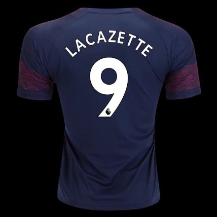 Lacazette 9 Away Soccer Jersey 2018-19,EPL Men's Stadium Soccer Kit