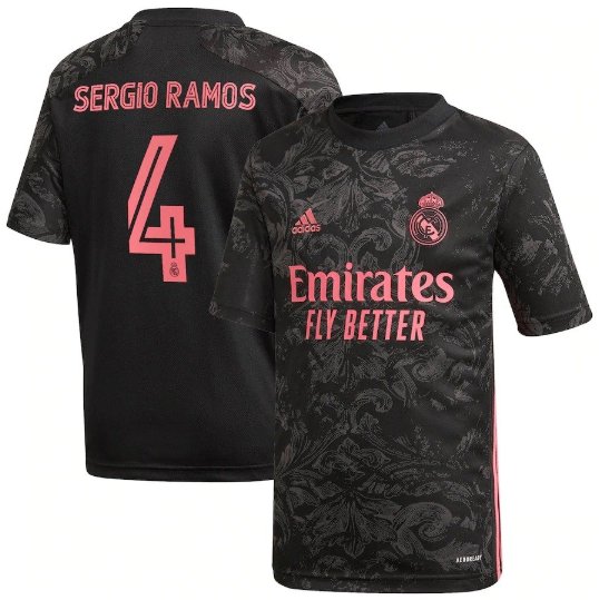 Ramos 4th Real Madrid Third Soccer Jersey 20 21 Men's Stadium Football Shirt Streetwear
