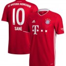 Sane #10 Bayern Munich Home Soccer Jersey 20 21 Bundesliga Men's Red Stadium Football Shirt