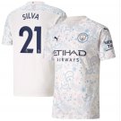 SILVA Manchester City 20 21 Third Jersey Man City White Stadium Football Shirt