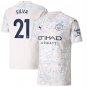 SILVA Manchester City 20 21 Third Jersey Man City White Stadium Football Shirt