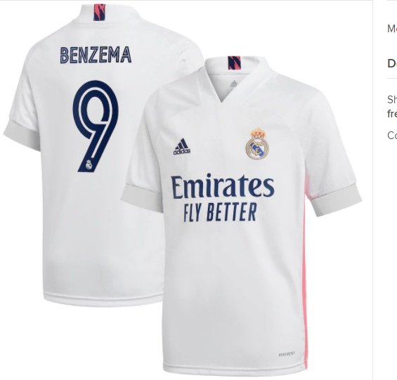 Karim Benzema #9 Real Madrid Home Soccer Jersey 20 21 Men's Stadium Football Shirt Streetwear