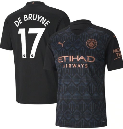 DE BRUYNE 17 Manchester City Away Jersey 20 21 Man City Stadium Football Shirt
