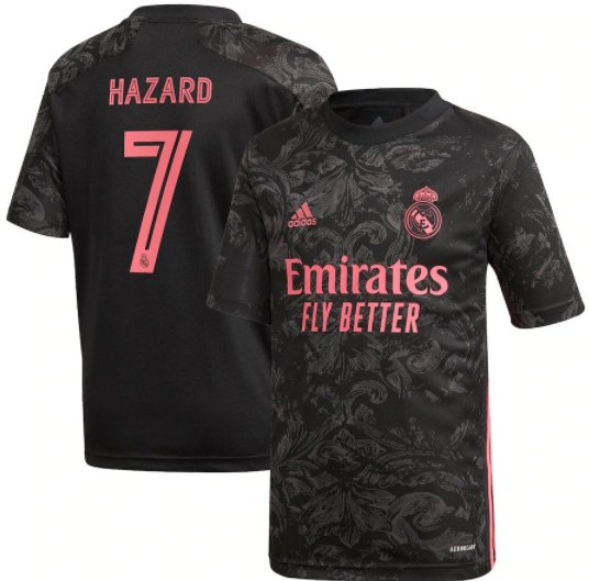 HAZARD 7th Real Madrid Third Soccer Jersey 20 21 Men's Stadium Football Shirt Streetwear