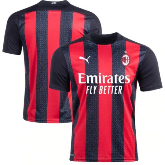 AC Milan Home Soccer Jersey 20 21 Men's Home Soccer Stadium Shirt