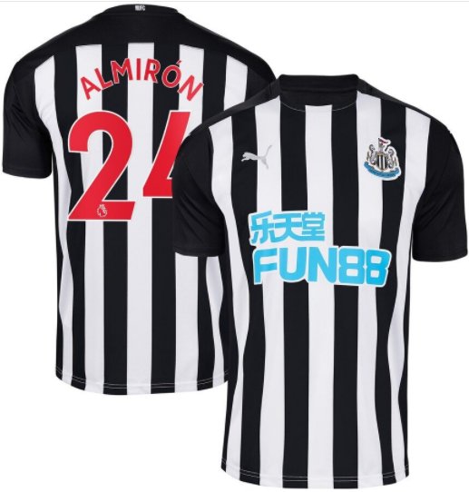 Almiron #24 Newcastle United Home Soccer Jersey 20 21 Men's Stadium Football Shirt
