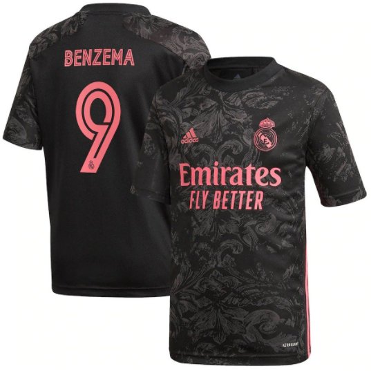 Benzema 9th Real Madrid Third Soccer Jersey 20 21 Men's Stadium Football Shirt Streetwear