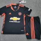 Kids Manchester United Goal Keeper Black Soccer Shirt 20 21 Soccer Team Uniform