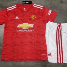 Kids Manchester United Home Jersey Red 20 21 Soccer Team Uniform