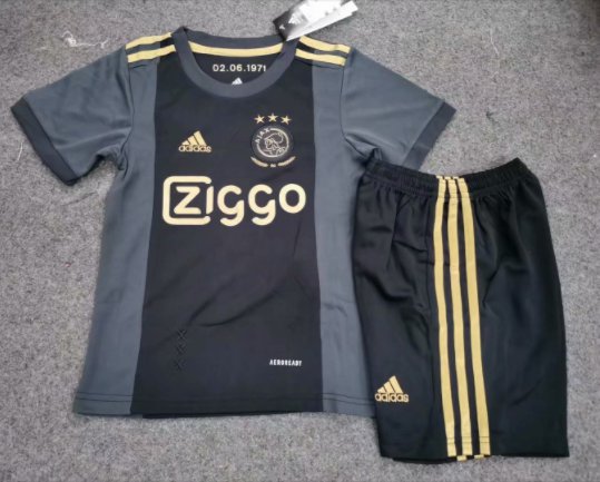 Kids Ajax Away Black Soccer Shirt 2020 Stadium Shirt Soccer Team Uniform