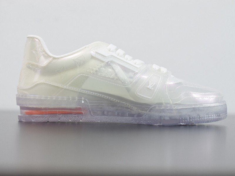 Louis Vuitton Trainer Sneaker Shoes Transparent White Monogram Flowers
