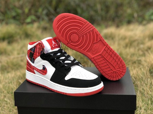 Jordan 1 Mid White Plaid