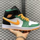 2020 Air Jordan 1 Mid Gorge Green University Gold-White-Black 554724-307