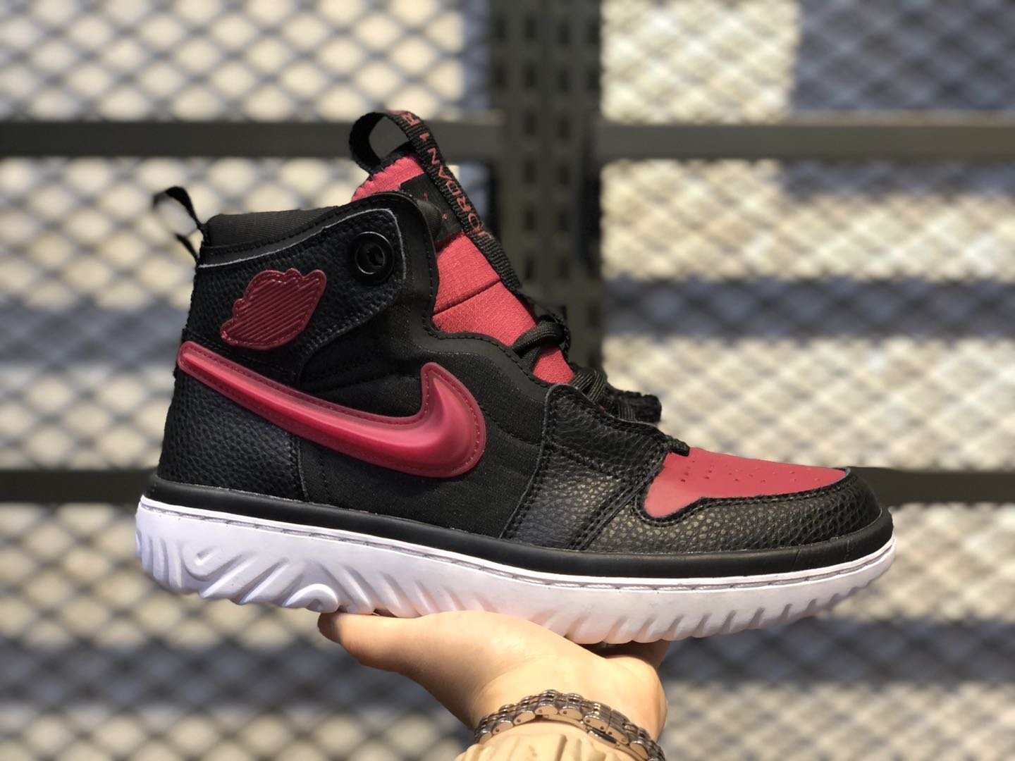 Air Jordan 1 High React AR5321-006 Black White-Noble Red