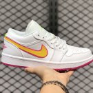 Air Jordan 1 Low GS White Pink-Yellow Shoes New Sale CU4610-100