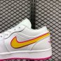 Air Jordan 1 Low GS White Pink-Yellow Shoes New Sale CU4610-100