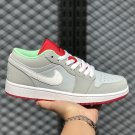 Air Jordan 1 Low Hare Grey Mist University Red-Poison Green 553558-021