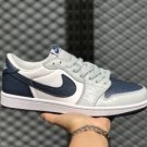 Air Jordan 1 Low Silver White-Navy Blue Skate Shoes CW8576-200