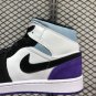 Air Jordan 1 Mid Black White-Purple Menâs Sneakers DC1419-105