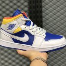 Air Jordan 1 Mid Cloud White Navy Blue-Yellow Men Sport Shoes 554724-147