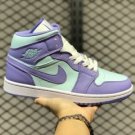 Air Jordan 1 Mid Cloud White Purple Aqua Blue 554724-500
