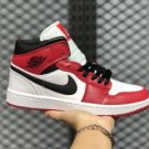 Air Jordan 1 Mid White Gym Red-Black Sneakers Online Sale 554725-173