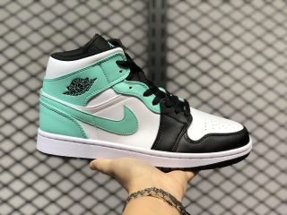 New 2020 Air Jordan 1 Mid White Black-Island Green 554724-132