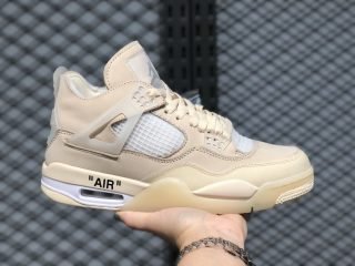 Off-White x Air Jordan 4 Retro Sail Muslin White Black CV9388 Super Deals