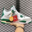 Air Jordan 4 White-Metallic Green-Sail Sneakers New Sale