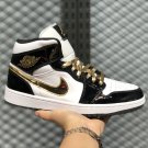 Air Jordan 1 Mid Black Metallic Gold White 852542-007 For Sale