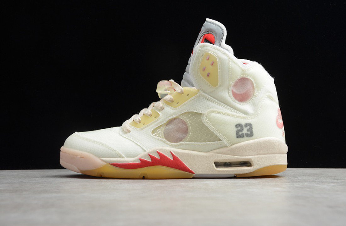 Virgil Abloh Off-White x Air Jordan 5 Cream Sail Red