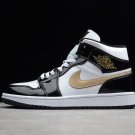 Air Jordan 1 Mid Patent Black White Gold 852542-007