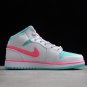 Air Jordan 1 Mid White Pink Green Soar 555112-102
