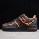 Virgil Abloh x Louis Vuitton x Nike Air Force 1 Monogram Black Orange Chain Custom