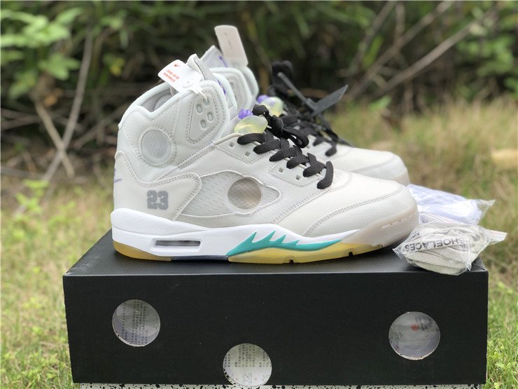 2020 OFF-WHITE x Air Jordan 5 Grey Green-White CT8480-105