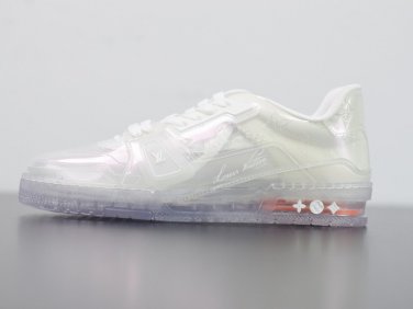 Louis Vuitton Trainer Sneaker Shoes Transparent White Monogram Flowers